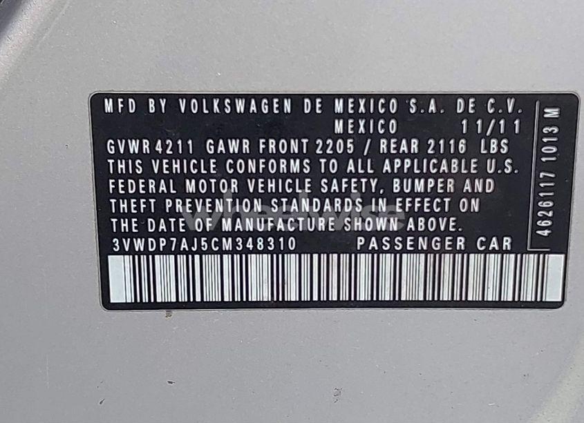 Photo 9 of 2012 Volkswagen Jetta 2.5L SE (VIN 3VWDP7AJ5CM348310)