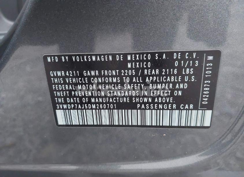 Photo 9 of 2013 Volkswagen Jetta 2.5L SE (VIN 3VWDP7AJ5DM260701)