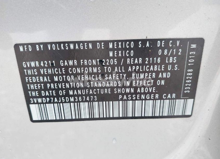 Photo 9 of 2013 Volkswagen Jetta 2.5L SE (VIN 3VWDP7AJ5DM367473)