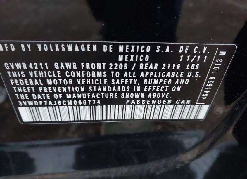 Photo 9 of 2012 Volkswagen Jetta 2.5L SE (VIN 3VWDP7AJ6CM066774)