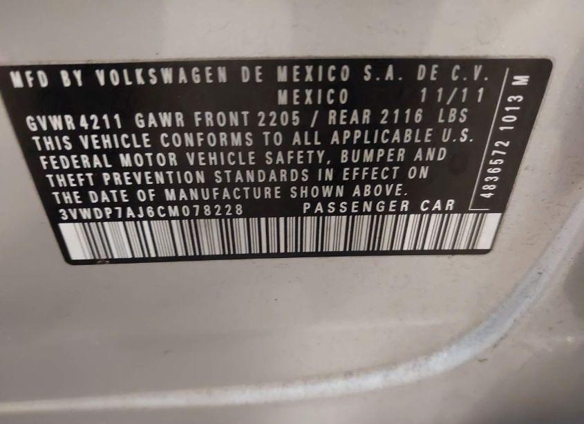 Photo 9 of 2012 Volkswagen Jetta 2.5L SE (VIN 3VWDP7AJ6CM078228)