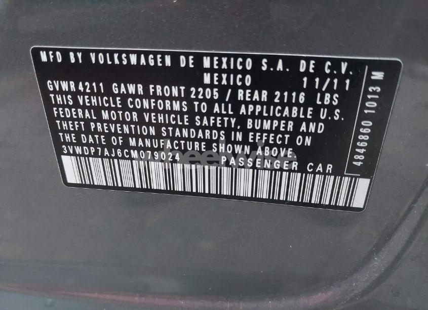 Photo 9 of 2012 Volkswagen Jetta 2.5L SE (VIN 3VWDP7AJ6CM079024)