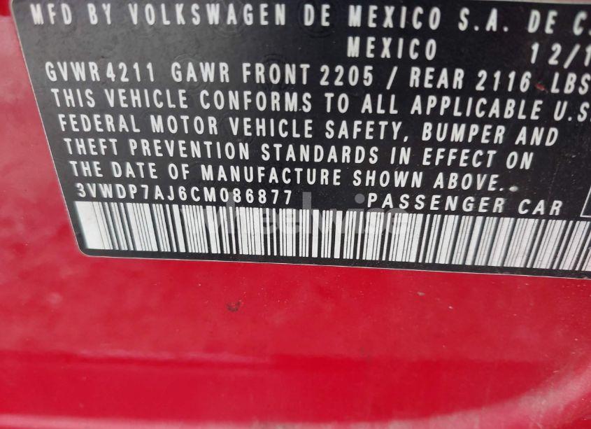 Photo 9 of 2012 Volkswagen Jetta 2.5L SE (VIN 3VWDP7AJ6CM086877)