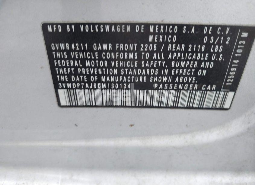 Photo 9 of 2012 Volkswagen Jetta 2.5L SE (VIN 3VWDP7AJ6CM130134)