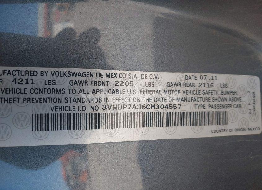 Photo 9 of 2012 Volkswagen Jetta 2.5L SE (VIN 3VWDP7AJ6CM304557)