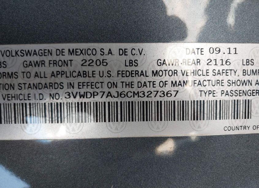 Photo 9 of 2012 Volkswagen Jetta 2.5L SE (VIN 3VWDP7AJ6CM327367)