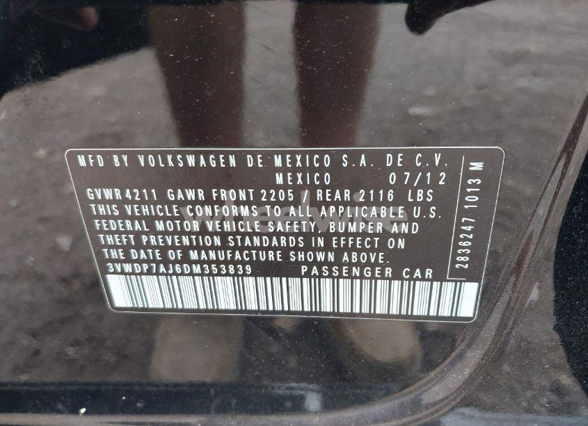 Photo 9 of 2013 Volkswagen Jetta 2.5L SE (VIN 3VWDP7AJ6DM353839)