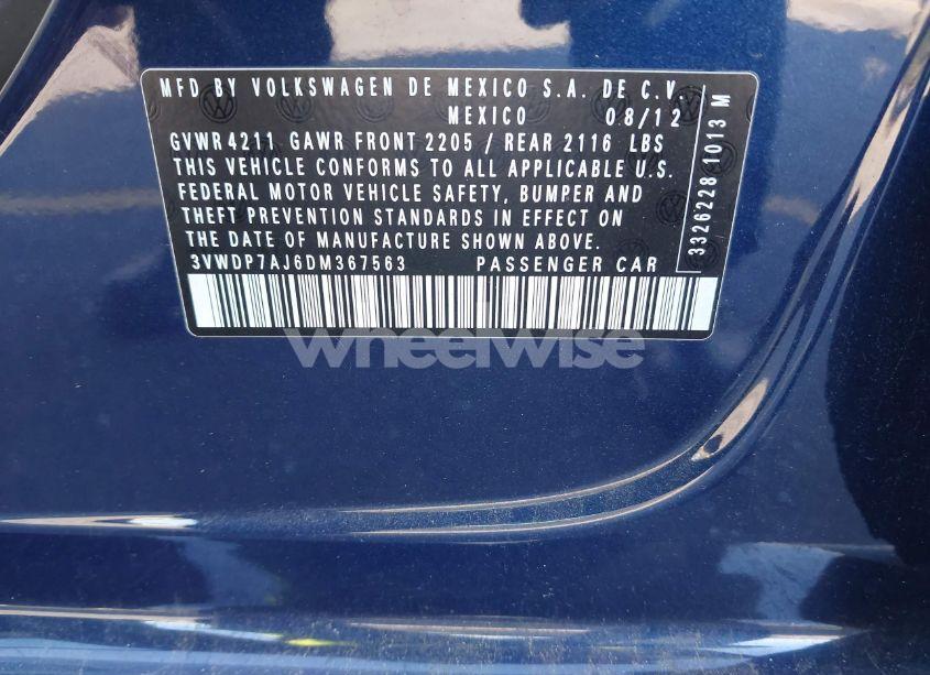 Photo 9 of 2013 Volkswagen Jetta 2.5L SE (VIN 3VWDP7AJ6DM367563)