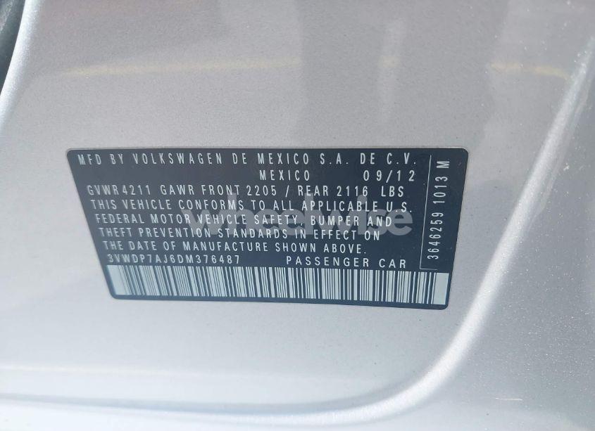 Photo 9 of 2013 Volkswagen Jetta 2.5L SE (VIN 3VWDP7AJ6DM376487)