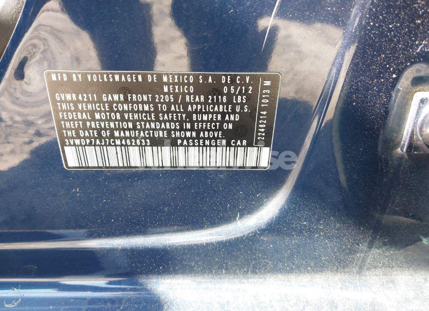 Photo 9 of 2012 Volkswagen Jetta 2.5L SE (VIN 3VWDP7AJ7CM462633)