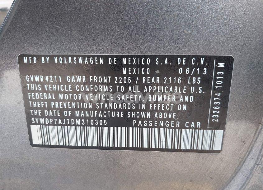 Photo 9 of 2013 Volkswagen Jetta 2.5L SE (VIN 3VWDP7AJ7DM310305)