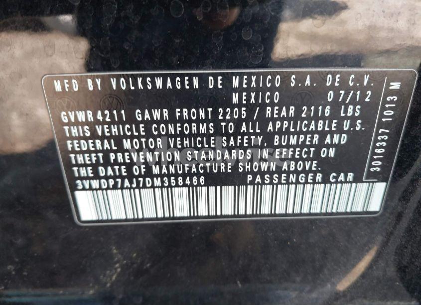 Photo 9 of 2013 Volkswagen Jetta 2.5L SE (VIN 3VWDP7AJ7DM358466)