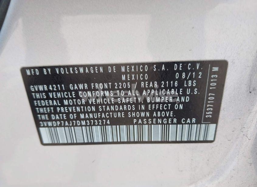 Photo 9 of 2013 Volkswagen Jetta 2.5L SE (VIN 3VWDP7AJ7DM373274)