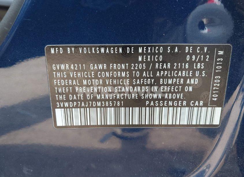 Photo 9 of 2013 Volkswagen Jetta 2.5L SE (VIN 3VWDP7AJ7DM385781)