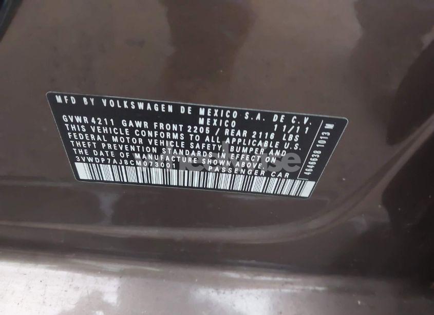 Photo 9 of 2012 Volkswagen Jetta 2.5L SE (VIN 3VWDP7AJ8CM073001)