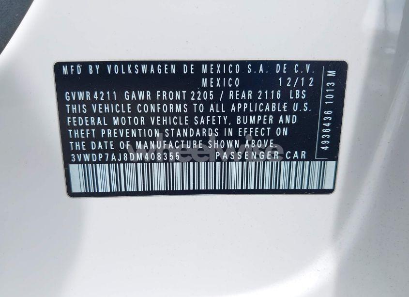 Photo 9 of 2013 Volkswagen Jetta 2.5L SE (VIN 3VWDP7AJ8DM408355)