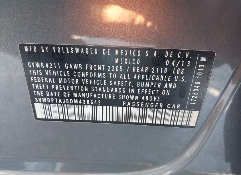 Photo 9 of 2013 Volkswagen Jetta 2.5L SE (VIN 3VWDP7AJ8DM436642)