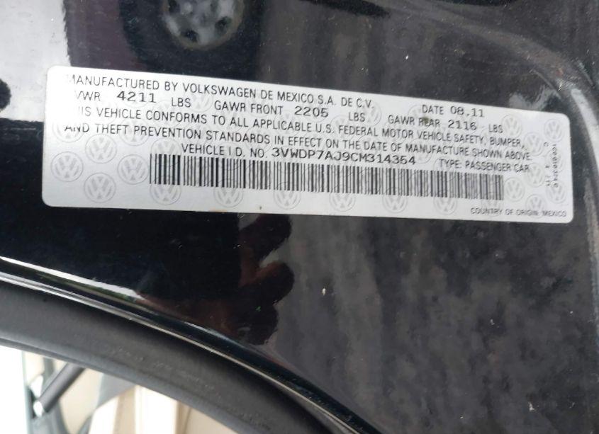 Photo 9 of 2012 Volkswagen Jetta 2.5L SE (VIN 3VWDP7AJ9CM314354)