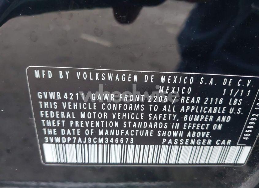 Photo 9 of 2012 Volkswagen Jetta 2.5L SE (VIN 3VWDP7AJ9CM346673)