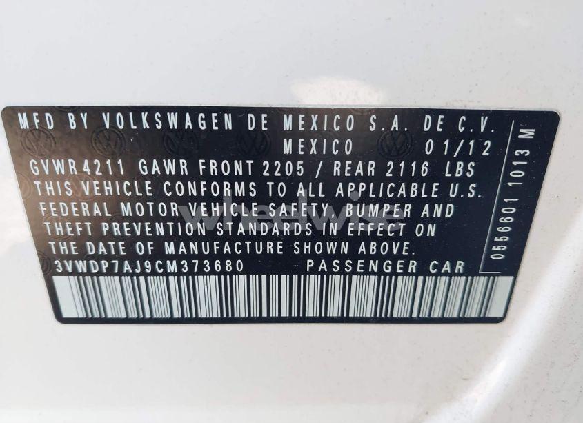 Photo 9 of 2012 Volkswagen Jetta 2.5L SE (VIN 3VWDP7AJ9CM373680)