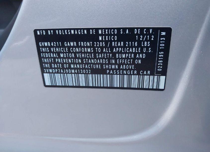 Photo 9 of 2013 Volkswagen Jetta 2.5L SE (VIN 3VWDP7AJ9DM413032)