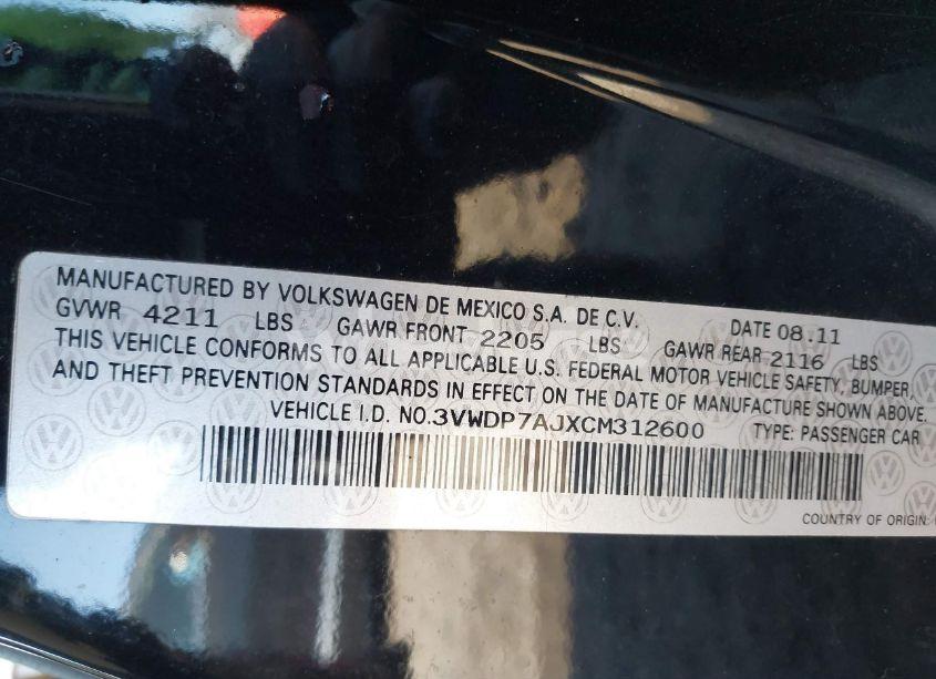 Photo 9 of 2012 Volkswagen Jetta 2.5L SE (VIN 3VWDP7AJXCM312600)