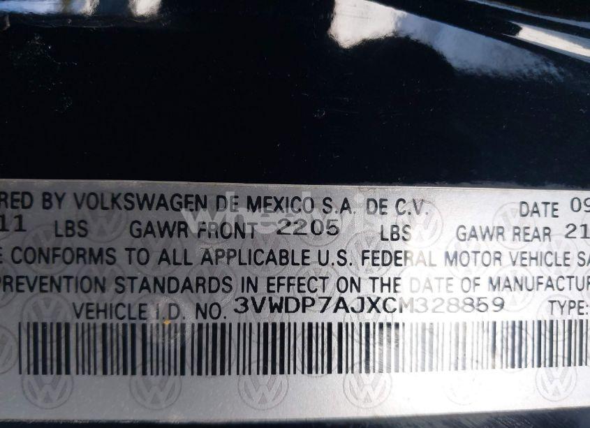 Photo 9 of 2012 Volkswagen Jetta 2.5L SE (VIN 3VWDP7AJXCM328859)