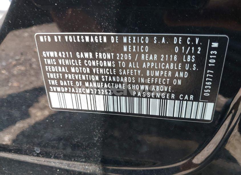 Photo 9 of 2012 Volkswagen Jetta 2.5L SE (VIN 3VWDP7AJXCM373252)