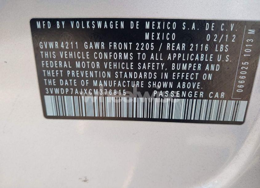 Photo 9 of 2012 Volkswagen Jetta 2.5L SE (VIN 3VWDP7AJXCM376815)