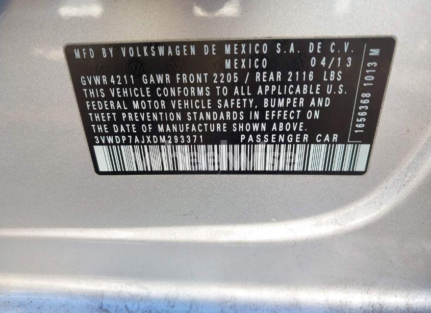 Photo 9 of 2013 Volkswagen Jetta 2.5L SE (VIN 3VWDP7AJXDM293371)