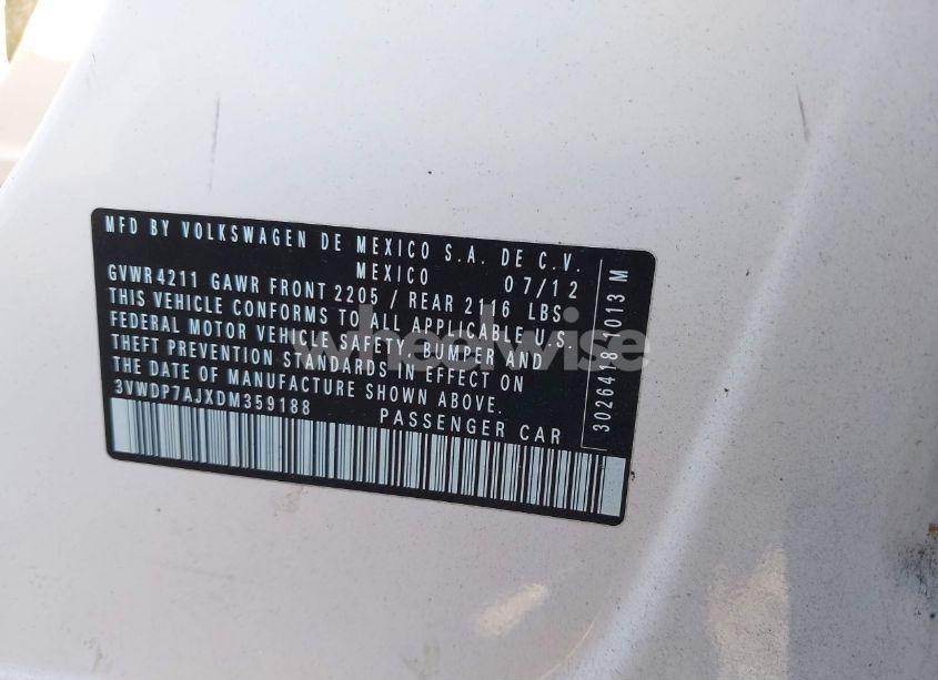 Photo 9 of 2013 Volkswagen Jetta 2.5L SE (VIN 3VWDP7AJXDM359188)