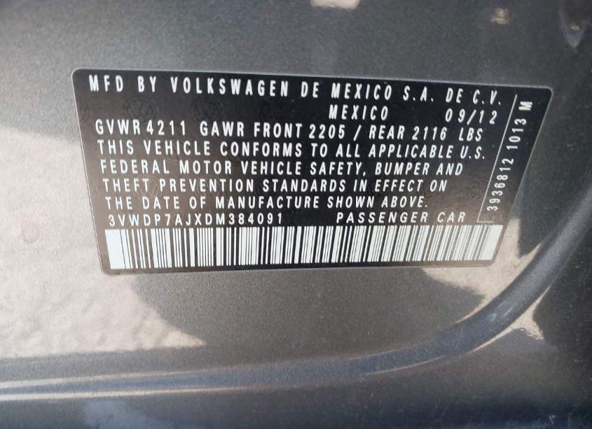 Photo 9 of 2013 Volkswagen Jetta 2.5L SE (VIN 3VWDP7AJXDM384091)