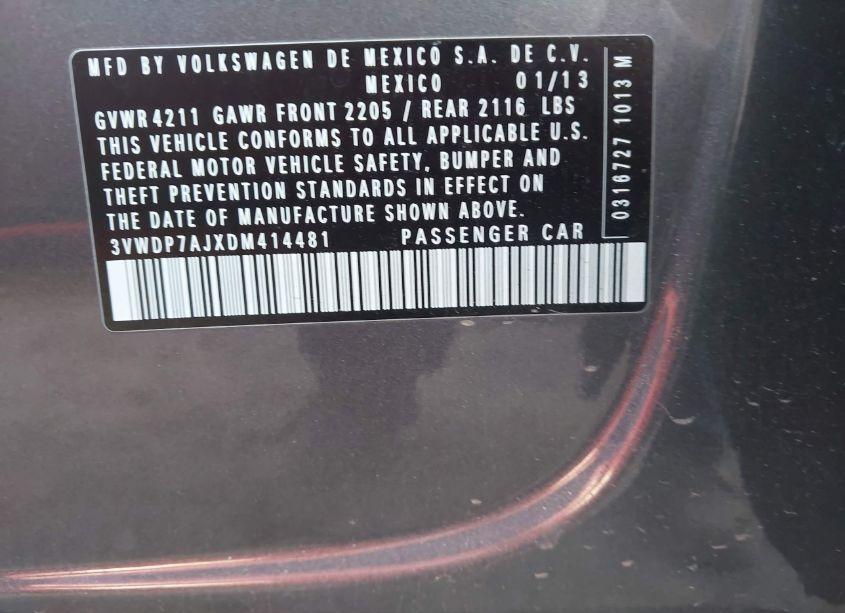 Photo 9 of 2013 Volkswagen Jetta 2.5L SE (VIN 3VWDP7AJXDM414481)
