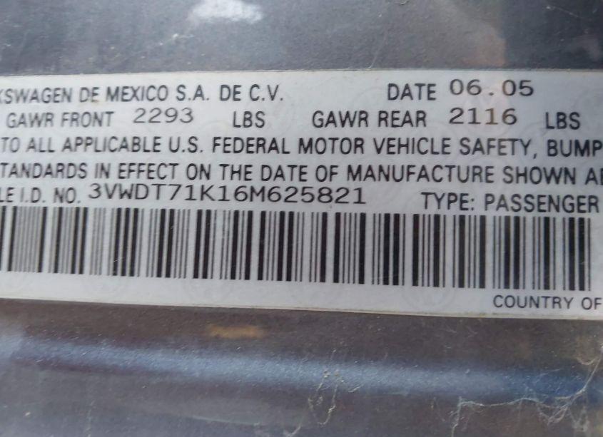 Photo 9 of 2006 Volkswagen Jetta TDI (VIN 3VWDT71K16M625821)