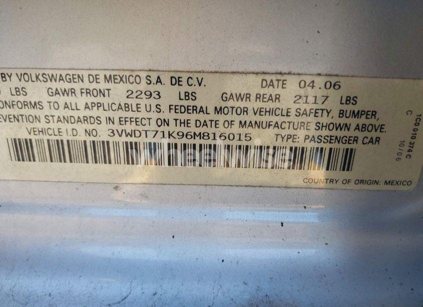 Photo 9 of 2006 Volkswagen Jetta TDI (VIN 3VWDT71K96M816015)