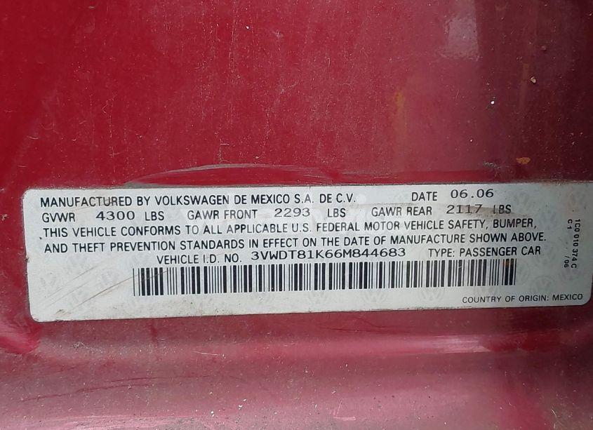 Photo 9 of 2006 Volkswagen Jetta TDI (VIN 3VWDT81K66M844683)