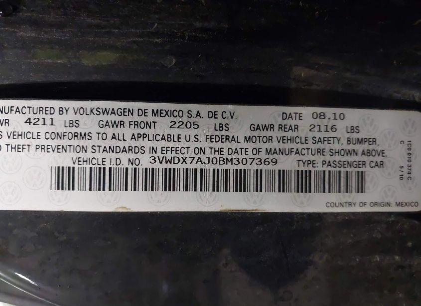 Photo 9 of 2011 Volkswagen Jetta 2.5L SE (VIN 3VWDX7AJ0BM307369)