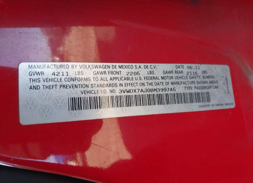 Photo 9 of 2011 Volkswagen Jetta 2.5L SE (VIN 3VWDX7AJ0BM399745)