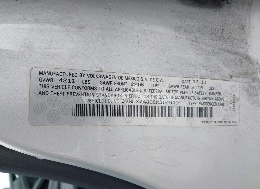 Photo 9 of 2012 Volkswagen Jetta 2.5L SE (VIN 3VWDX7AJ0CM304909)