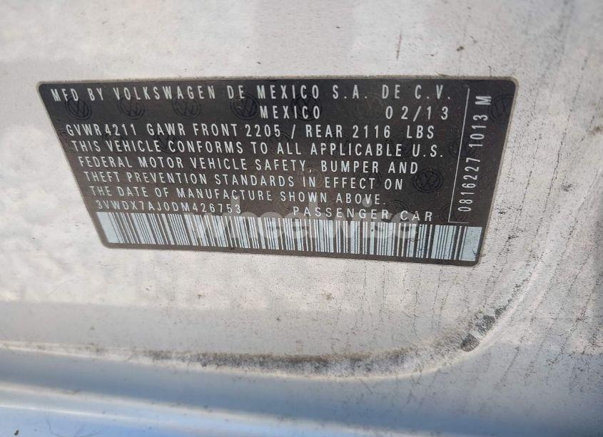 Photo 9 of 2013 Volkswagen Jetta 2.5L SE (VIN 3VWDX7AJ0DM426753)