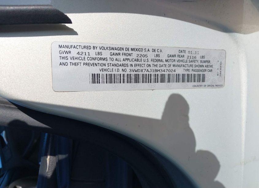 Photo 9 of 2011 Volkswagen Jetta 2.5L SE (VIN 3VWDX7AJ1BM347024)