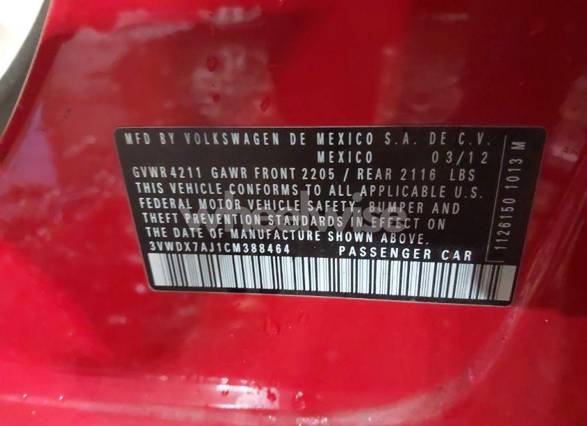 Photo 9 of 2012 Volkswagen Jetta 2.5L SE (VIN 3VWDX7AJ1CM388464)