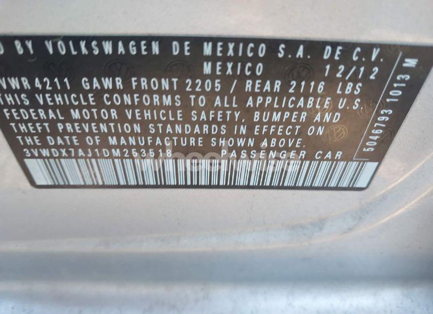 Photo 9 of 2013 Volkswagen Jetta 2.5L SE (VIN 3VWDX7AJ1DM253518)