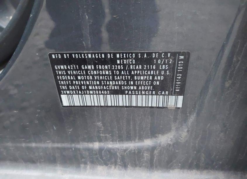 Photo 9 of 2013 Volkswagen Jetta 2.5L SE (VIN 3VWDX7AJ1DM388403)