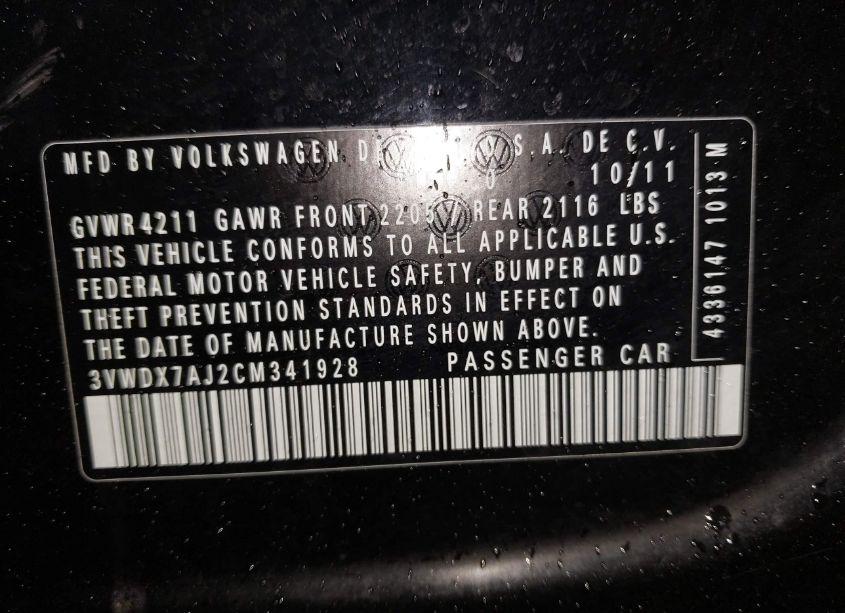 Photo 9 of 2012 Volkswagen Jetta 2.5L SE (VIN 3VWDX7AJ2CM341928)