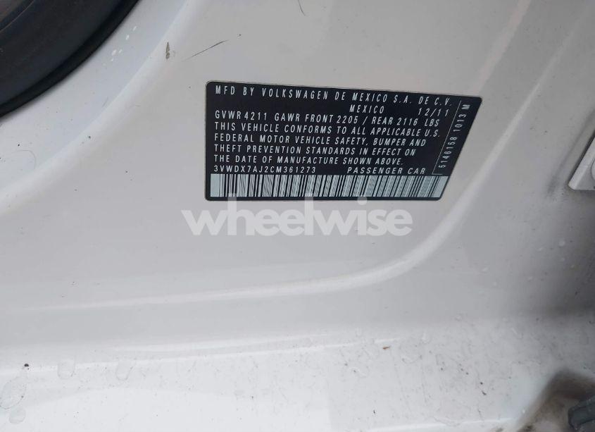 Photo 9 of 2012 Volkswagen Jetta 2.5L SE (VIN 3VWDX7AJ2CM361273)