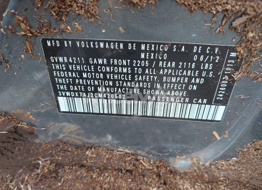 Photo 9 of 2012 Volkswagen Jetta 2.5L SE (VIN 3VWDX7AJ2CM420502)