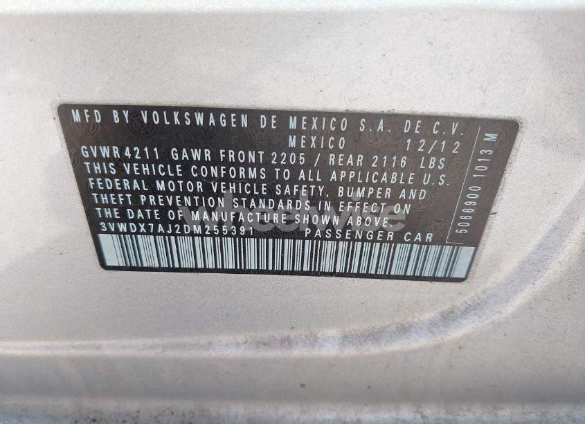 Photo 9 of 2013 Volkswagen Jetta 2.5L SE (VIN 3VWDX7AJ2DM255391)