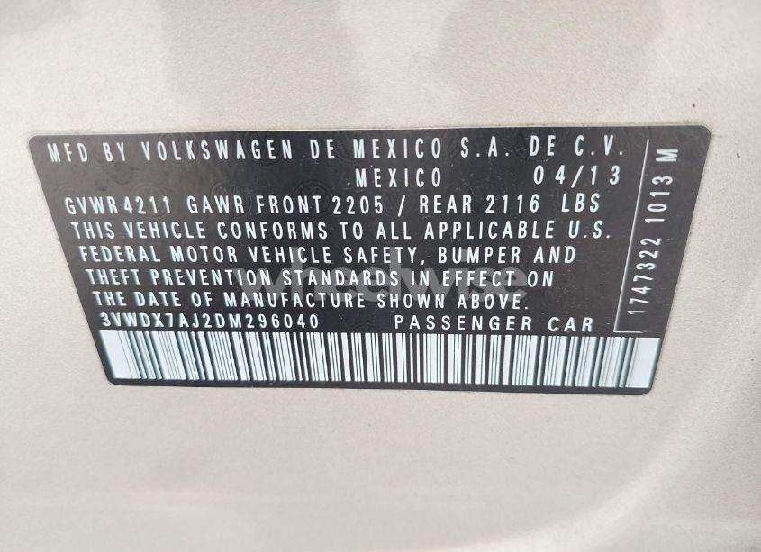 Photo 9 of 2013 Volkswagen Jetta 2.5L SE (VIN 3VWDX7AJ2DM296040)