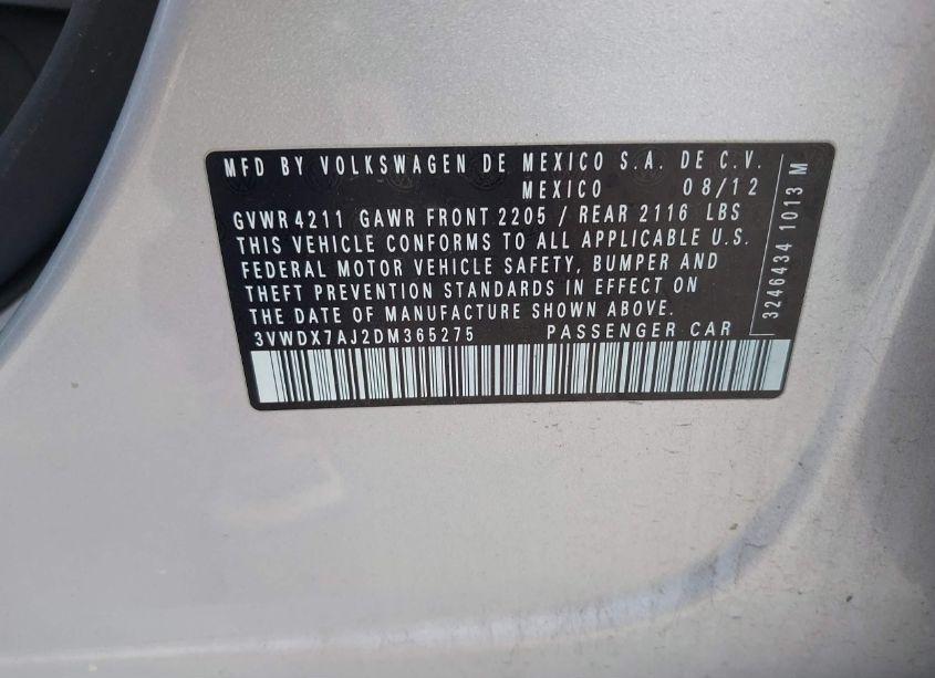 Photo 9 of 2013 Volkswagen Jetta 2.5L SE (VIN 3VWDX7AJ2DM365275)